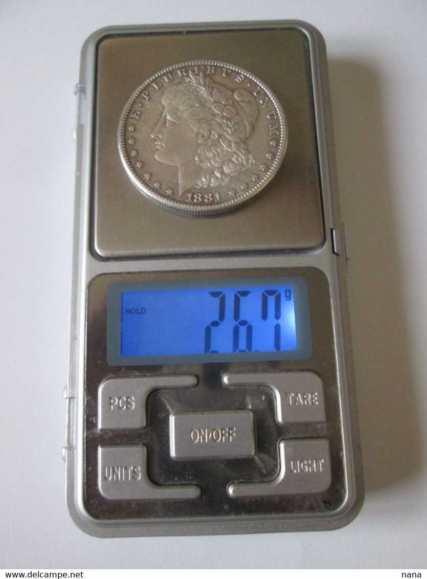 USA 1 Morgan Dollar 1881 S Silver Coin Very Nice In A Rare Vintage American Eagle Box,weight=26.80 Gr,diameter=38 Mm - Verzamelingen