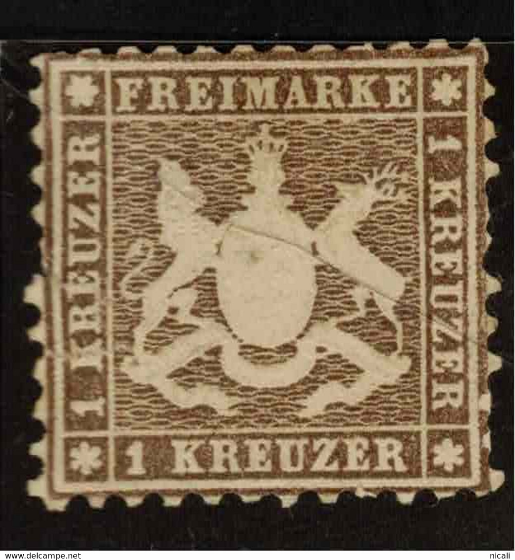 WURTTEMBERG 1859 1 K Black-Brown SG 45 MNG #ZZGW17 - Other & Unclassified