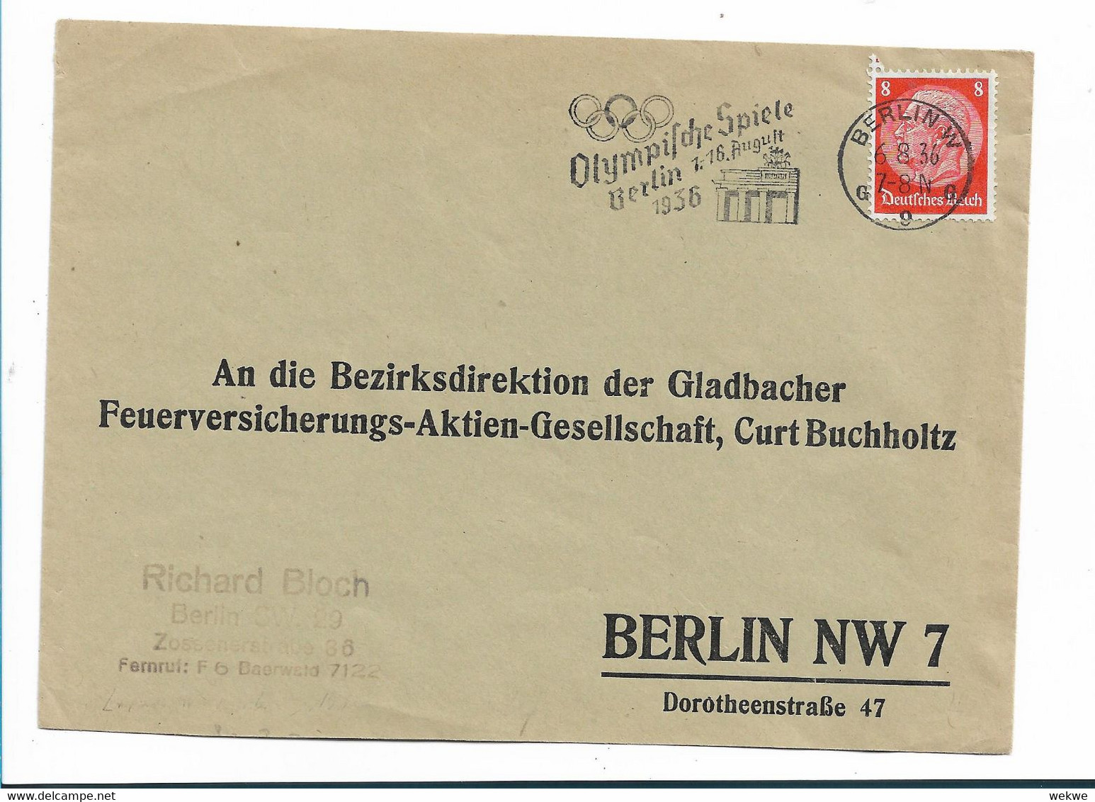 Oy201 / OLYMPIADE 1936, Mit Werbestempel - Sommer 1936: Berlin