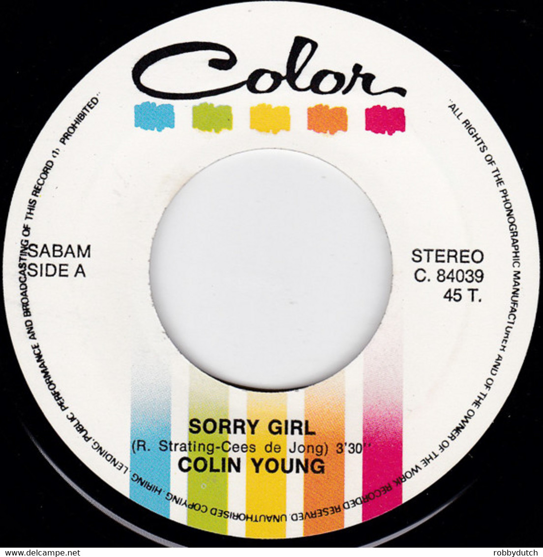 * 7" *  COLIN YOUNG - SORRY GIRL (Belgium - Disco & Pop