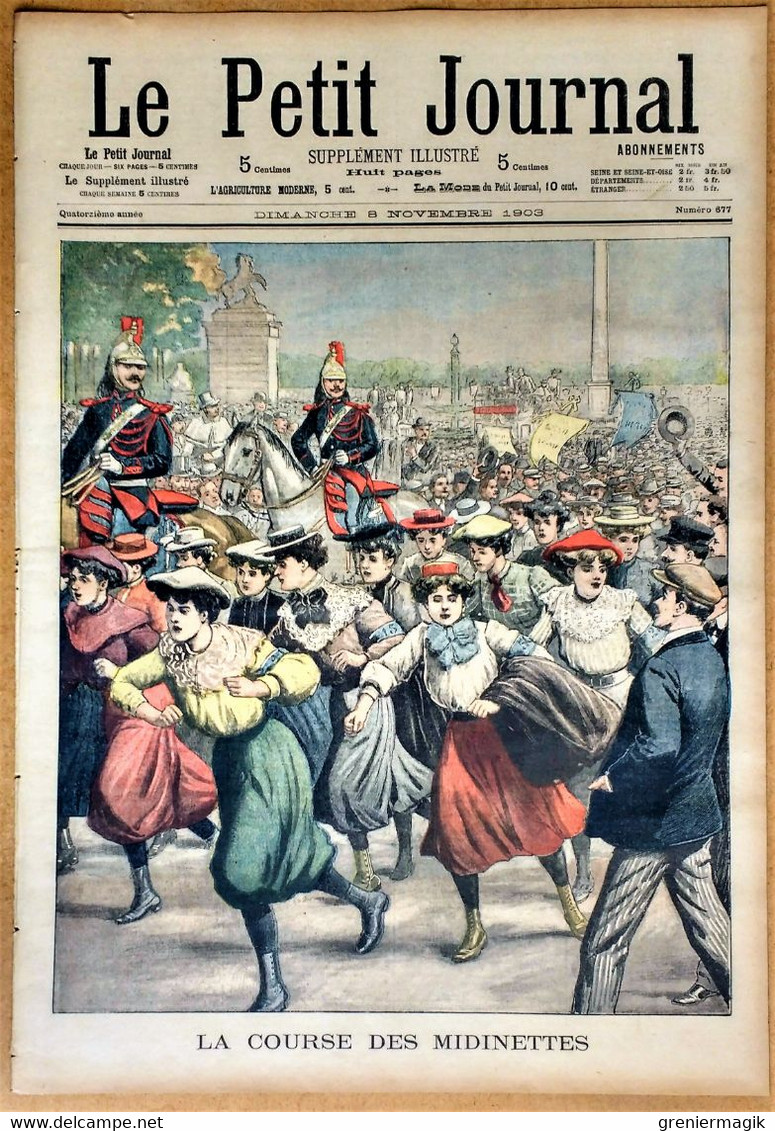 Le Petit Journal N°677 8/11/1903 La Course Des Midinettes (Ouvrières De La Couture, Mode) - Confrontation Giriat/Bassot - Le Petit Journal