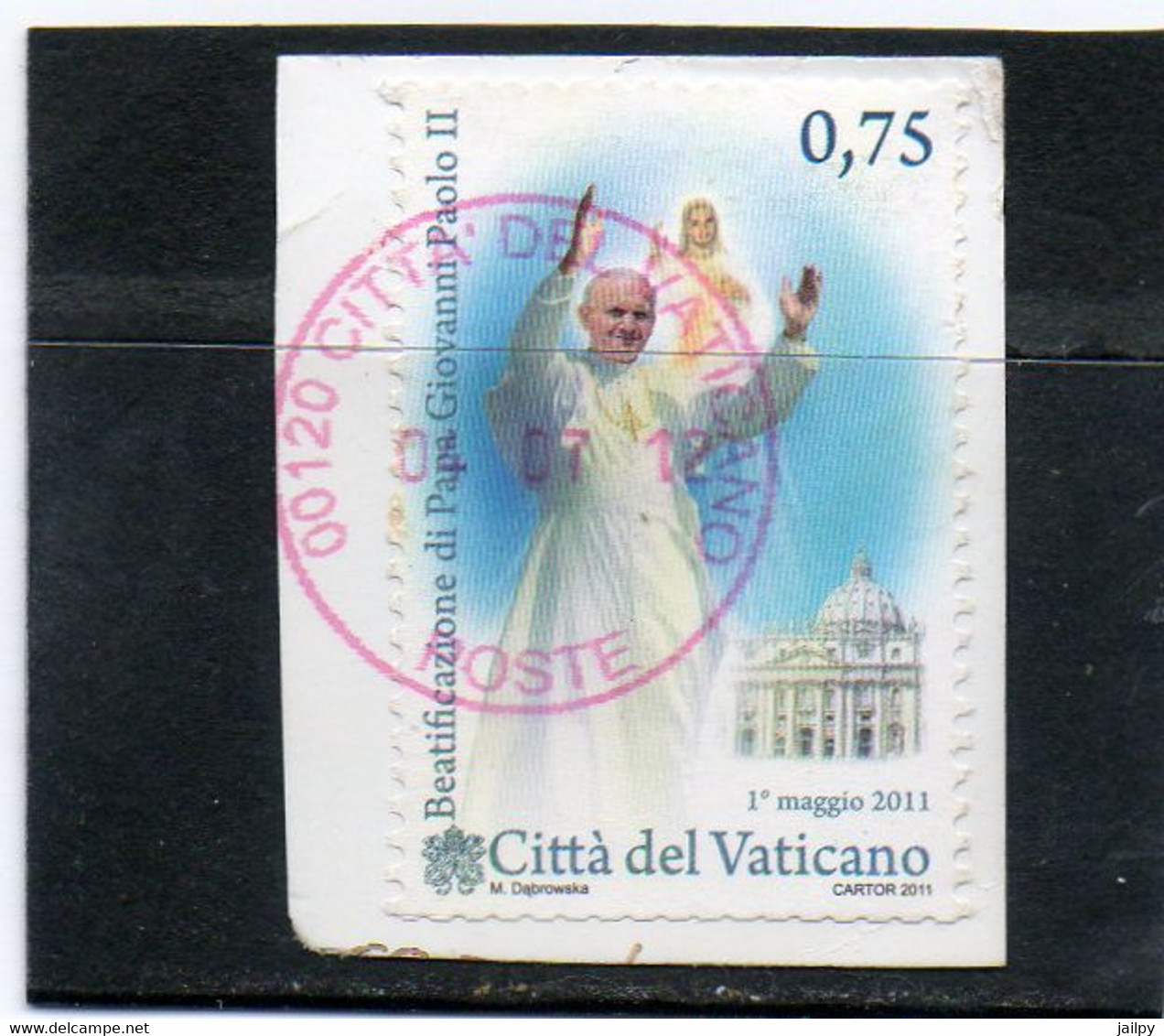 VATICAN     0,75 €   2011     Beatificazione  Di Papa Giovanni Paolo II   Sur Fragment Oblitéré - Used Stamps