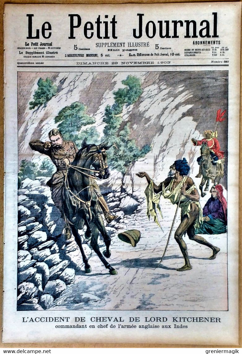 Le Petit Journal N°680 29/11/1903 Lord Kitchener/La Vaccination Au Régiment/Duel Mortel De La Grande Jatte (à L'épée) - Le Petit Journal