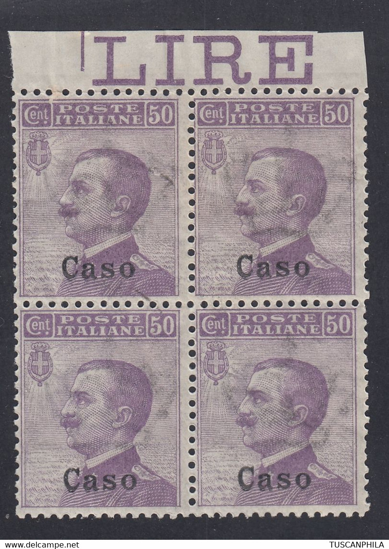 1912 Blocco Di 4 Valori BdF Sass. 7 MNH** Cv 20 - Egée (Caso)