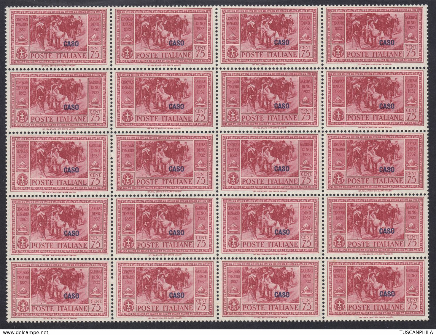 1932 Blocco Di 20 Valori Sass. 22 MNH** Cv 2800 - Ägäis (Caso)