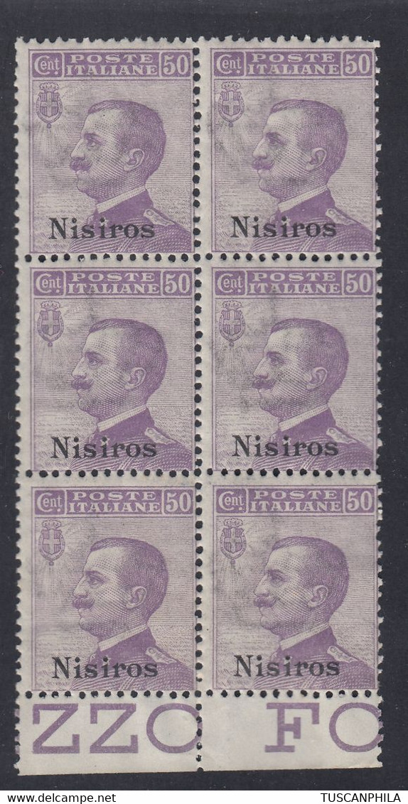 1912 Blocco Di 6 Valori BdF Sass. 7 MNH** Cv 75 - Egée (Nisiro)