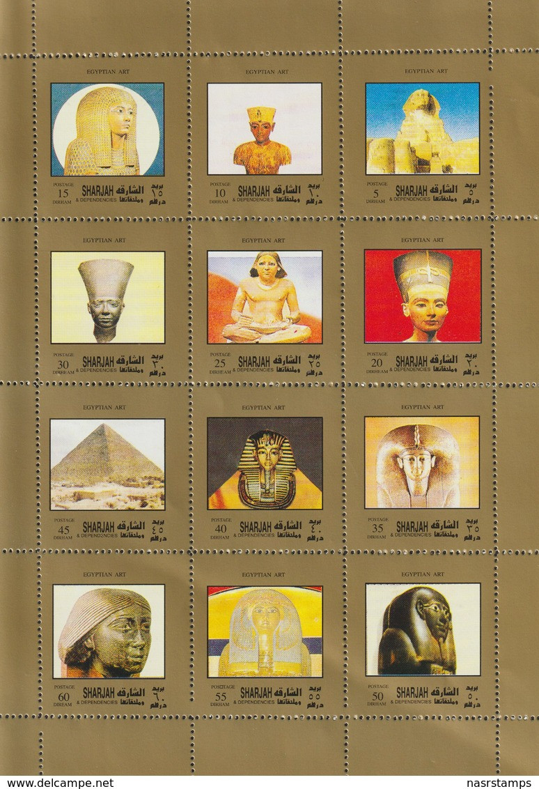 UAE - Sharjah - ( Complete Sheet - Egyptian Art - Egyptology ) - MNH (**) - Sharjah