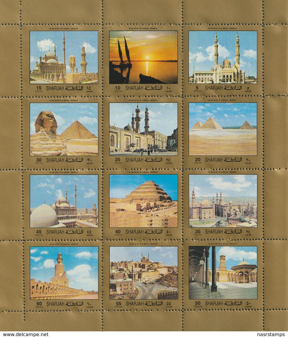 UAE - Sharjah - ( Complete Sheet - Egyptian Art - Egyptology ) - MNH (**) - Egyptologie