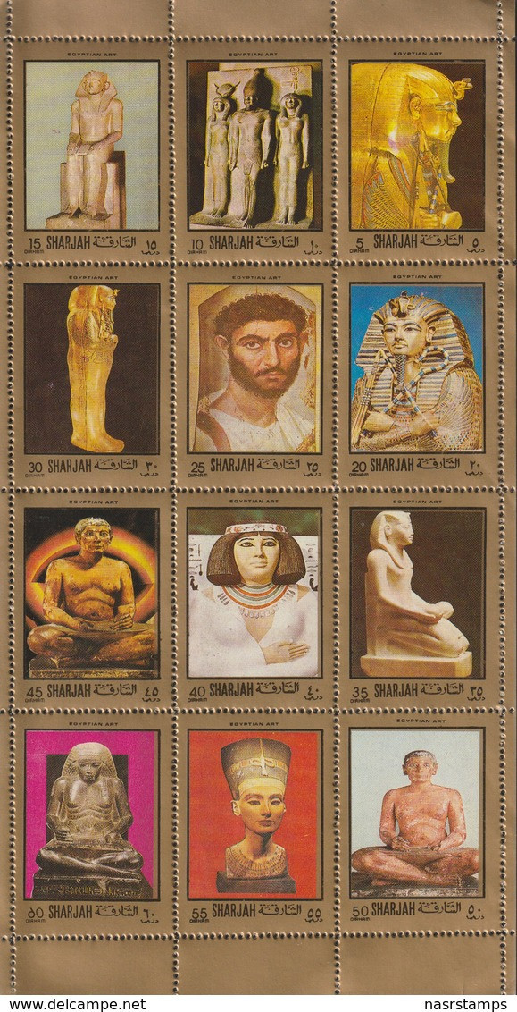 UAE - Sharjah - ( Complete Sheet - Egyptian Art - Egyptology ) - MNH (**) - Aegyptologie