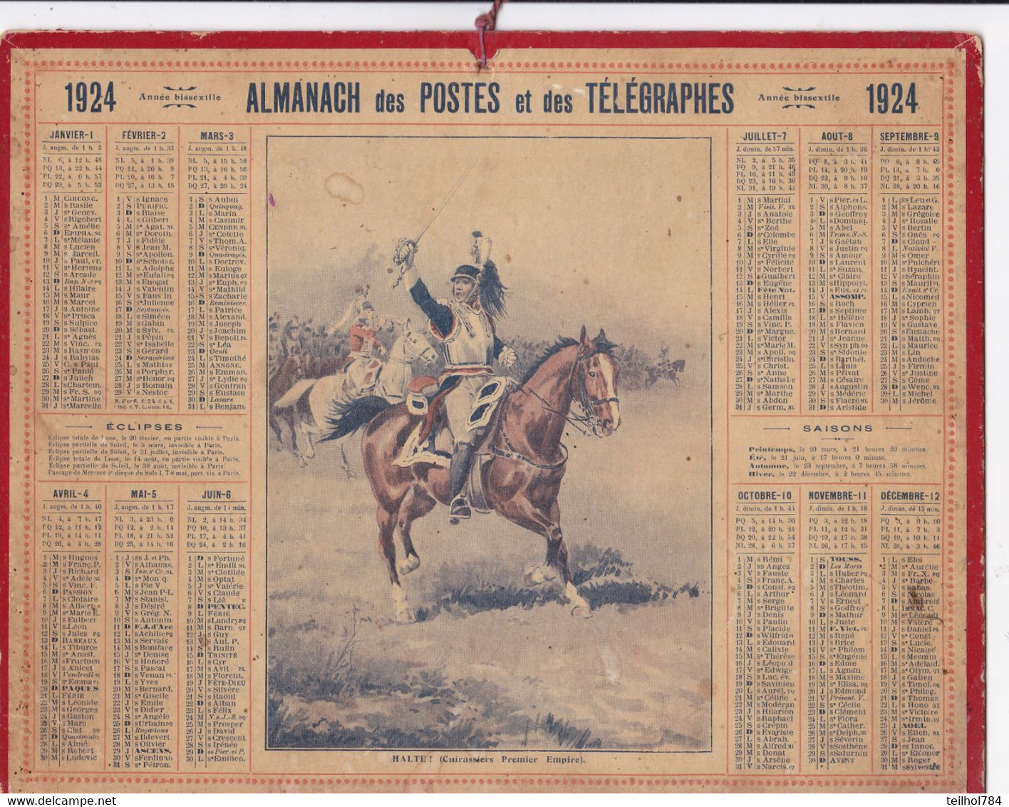 ALMANACH DES POSTES ET DES TELEGRAPHES  1924 - Tamaño Grande : 1921-40