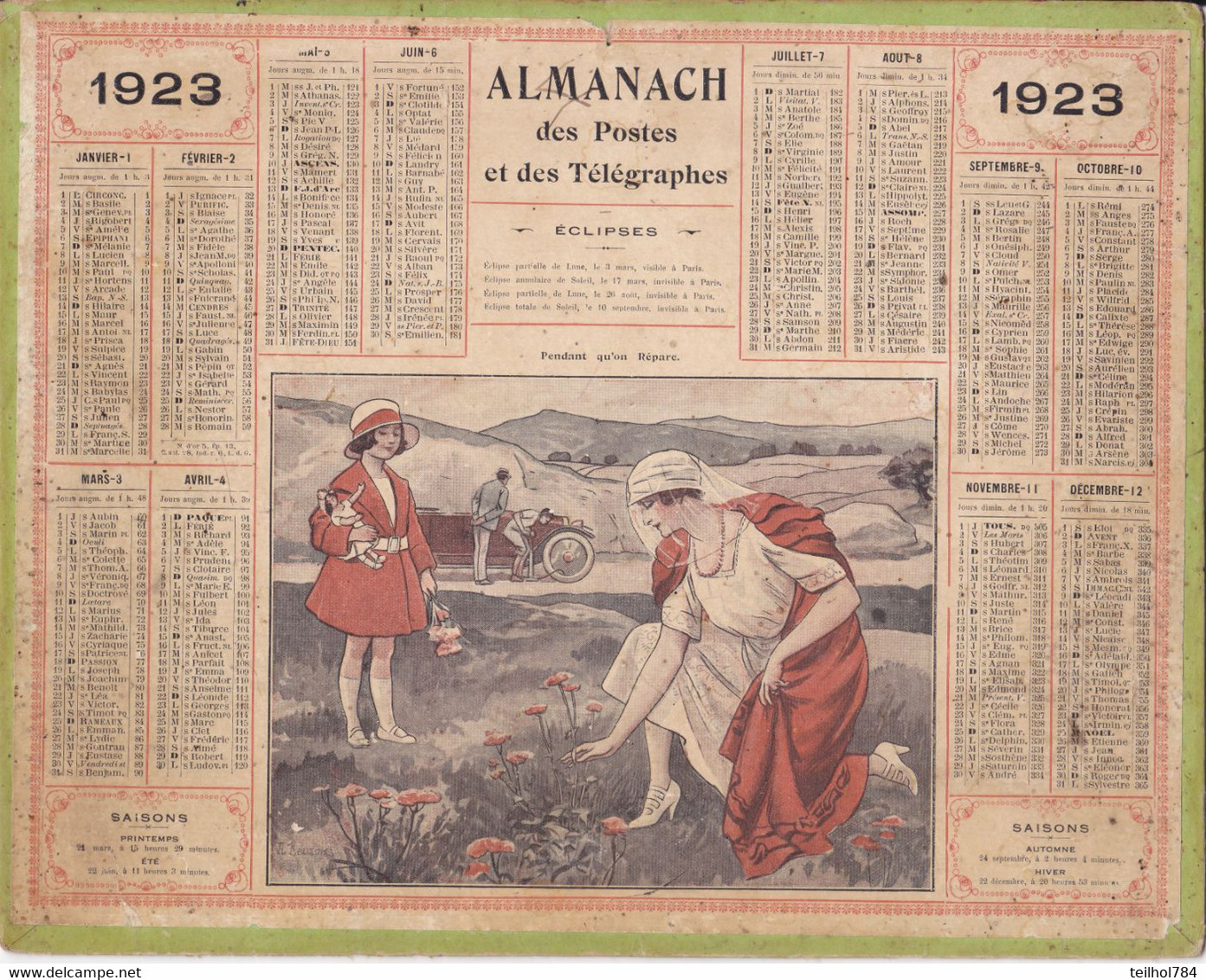 ALMANACH DES POSTES ET DES TELEGRAPHES  1923 - Grand Format : 1921-40