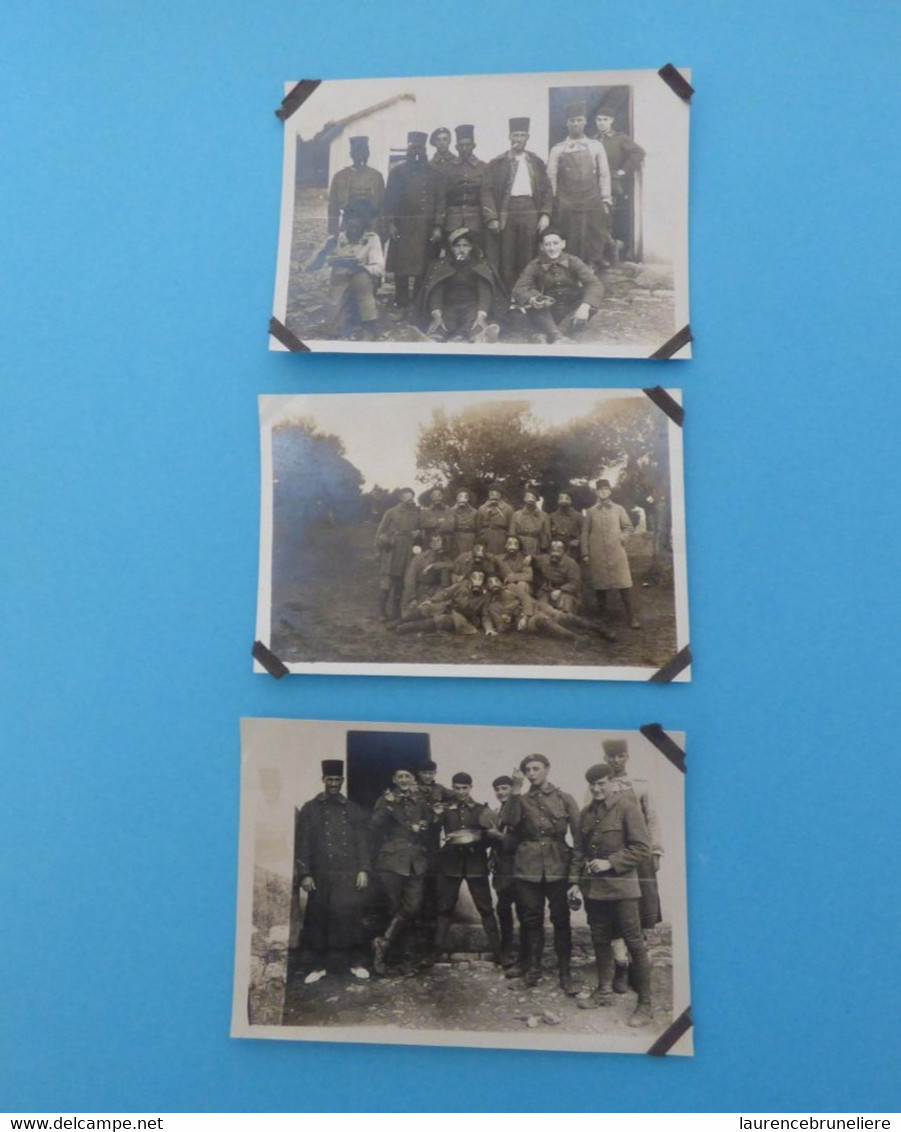 3 PHOTOGRAPHIES ORIGINALES GUERRE 14-18 - BATAILLON NON IDENTIFIE AVEC TIRAILLEURS SENEGALAIS - 1914-18