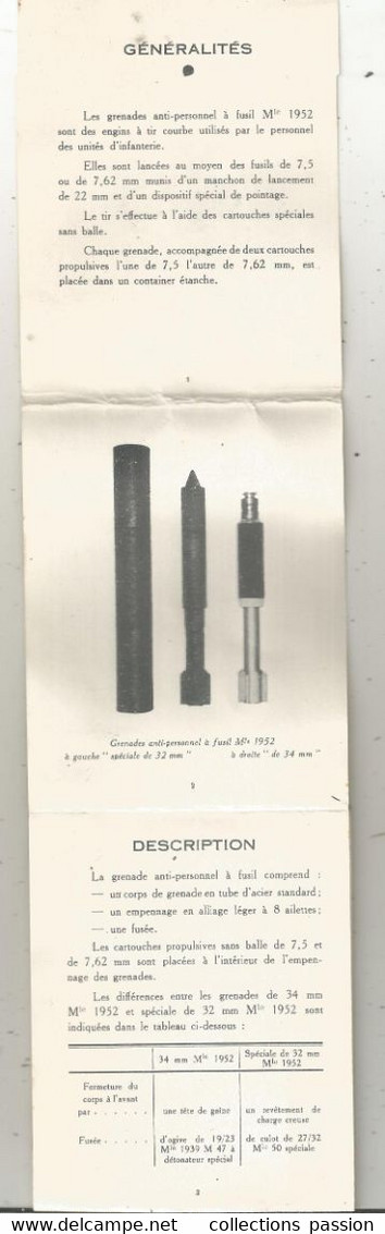 Militaria, Guide Technique Sommaire, 1952, GRENADES ANTI-PERSONNEL à Fusil Modéle 1952, 16 Pages,5 Scans, Frais Fr 1.95e - Documenti