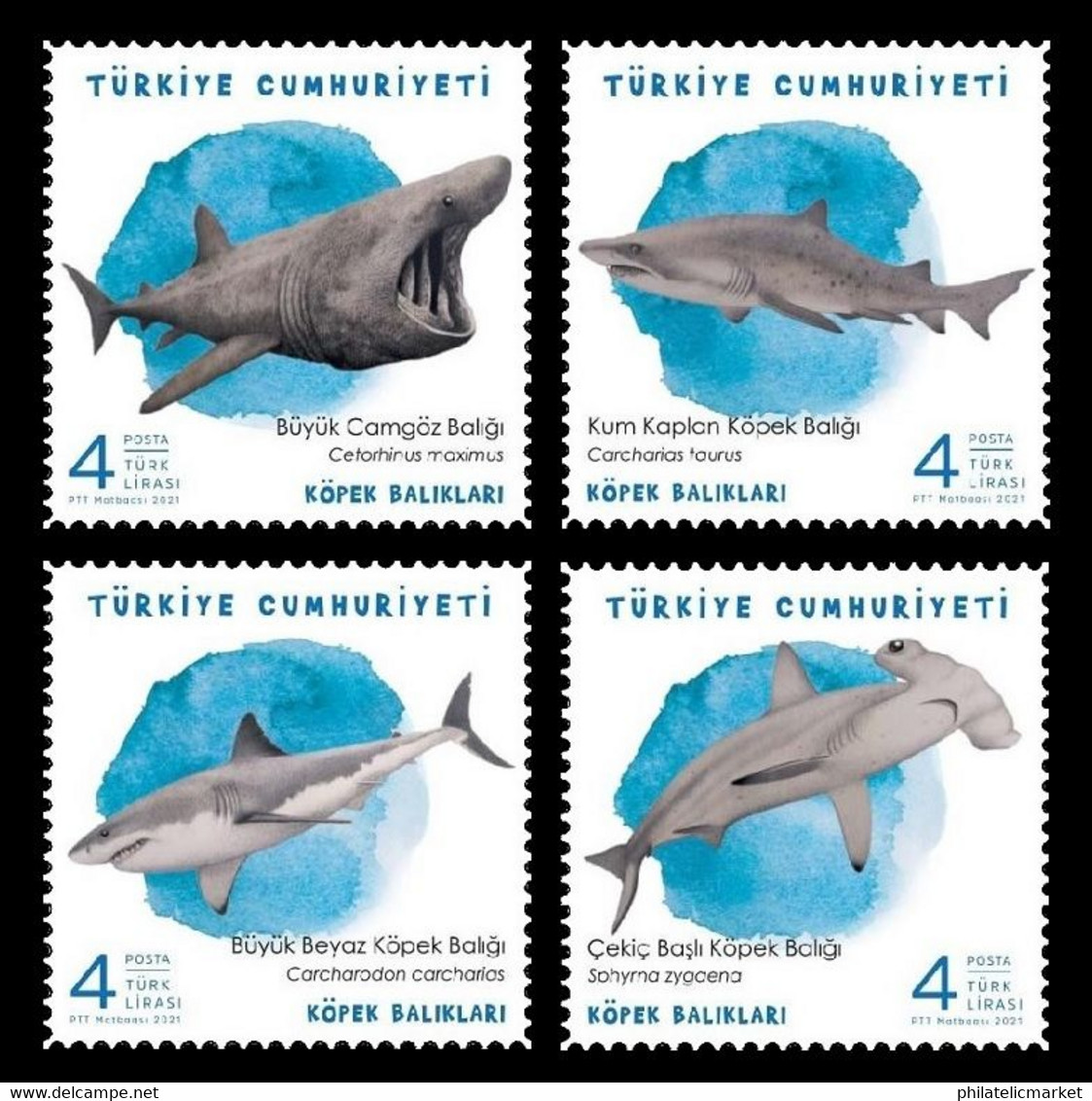 Turkey 2021 MiNr. 4673/76 Fauna. Sharks MNH ** - Unused Stamps