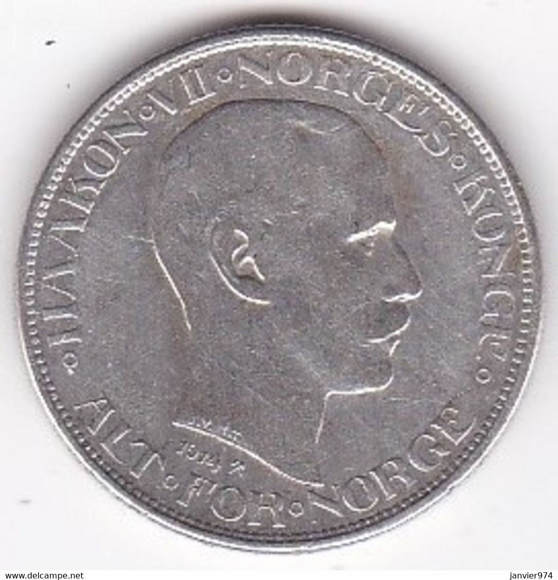 Norvege 50 Ore 1914,  Haakon VII, Type 1, En Argent . KM# 374 - Norvège