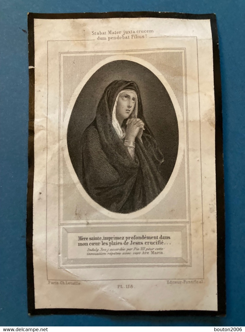 Image Pieuse Décès Marie Antoinette Joséphine Le Sergent D'Hdendecourt Vve De Masson Kerloy Guémené-sur-Scorff 1869 - Guemene Sur Scorff