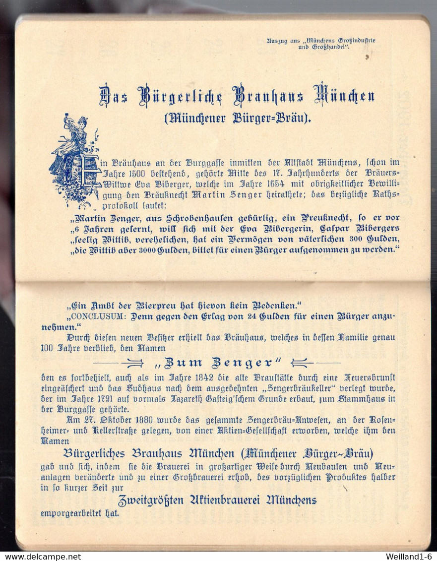 Uralter Jahreskalender der "Münchener Bürger-Bräu" aus dem Jahr 1902 - Gr. ca. 9,5 x 15 cm,