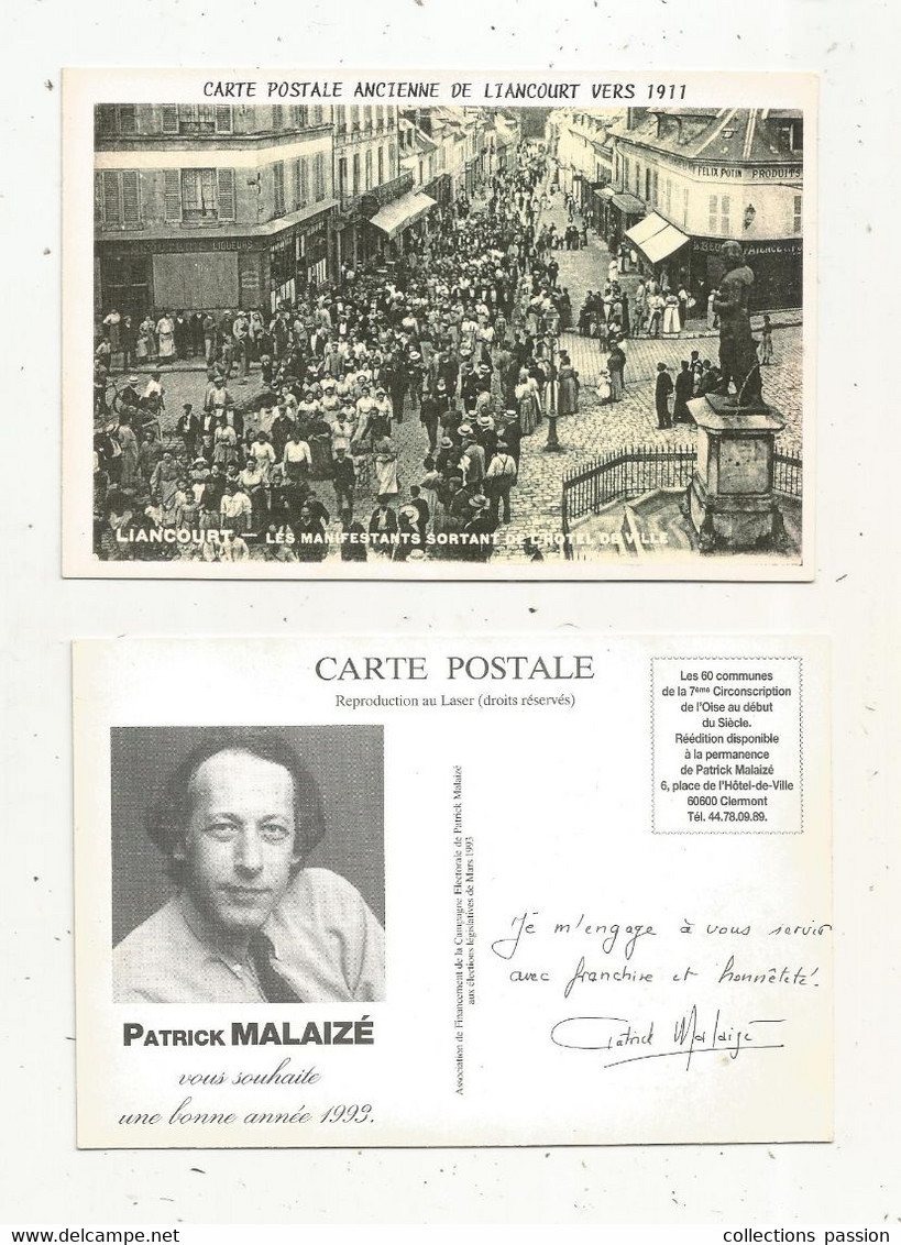 Cp , Publicité , Politique , Patrick MALAIZE, Campagne élections Législatives , 1993 , 60 , LIANCOURT - Werbepostkarten