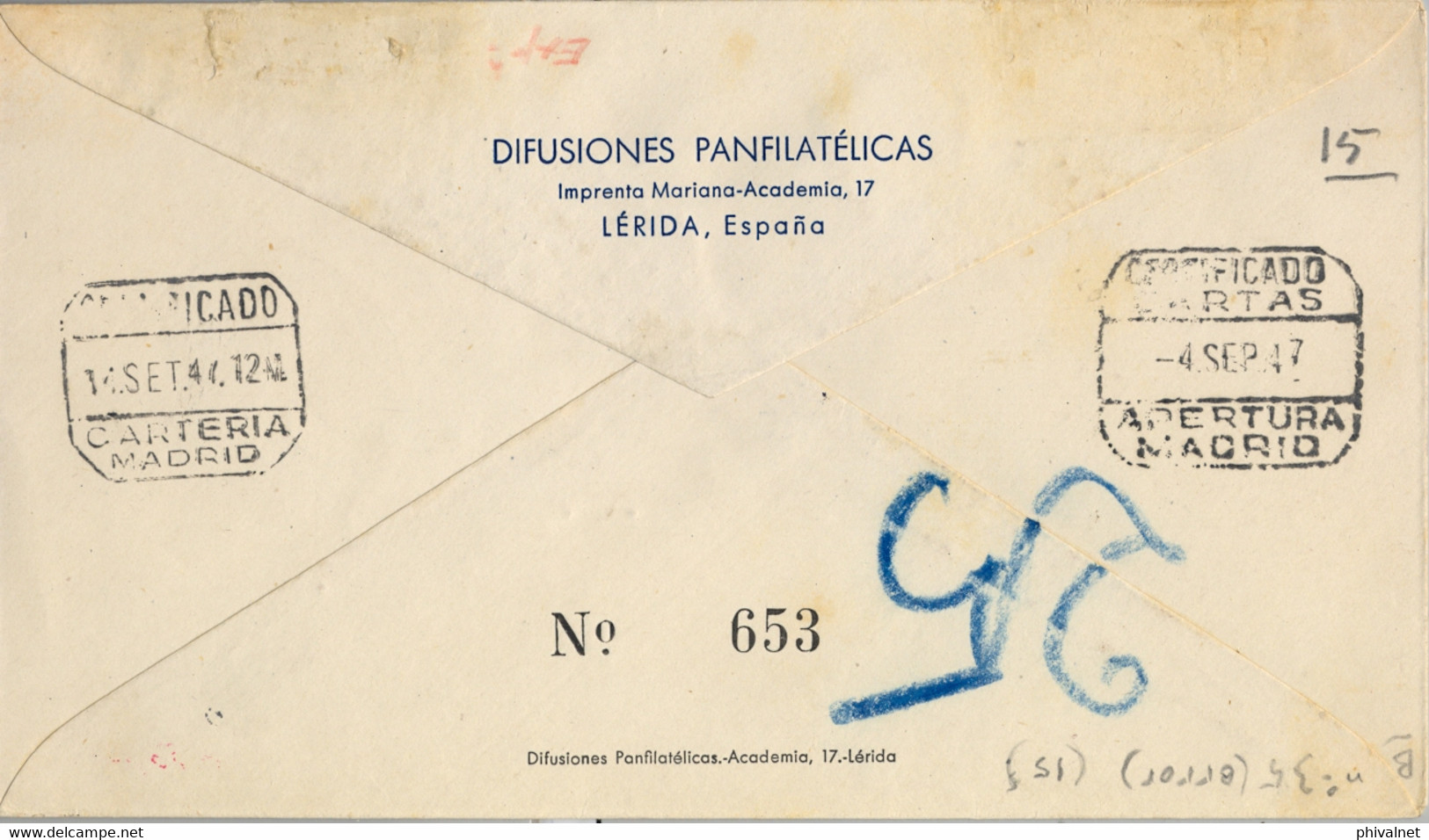 1947 BARCELONA , SOBRE CON MAT. ESPECIAL , EXPOSICIÓN FILATÉLICA DE MANRESA , ERROR DE FECHA , LLEGADA - Covers & Documents