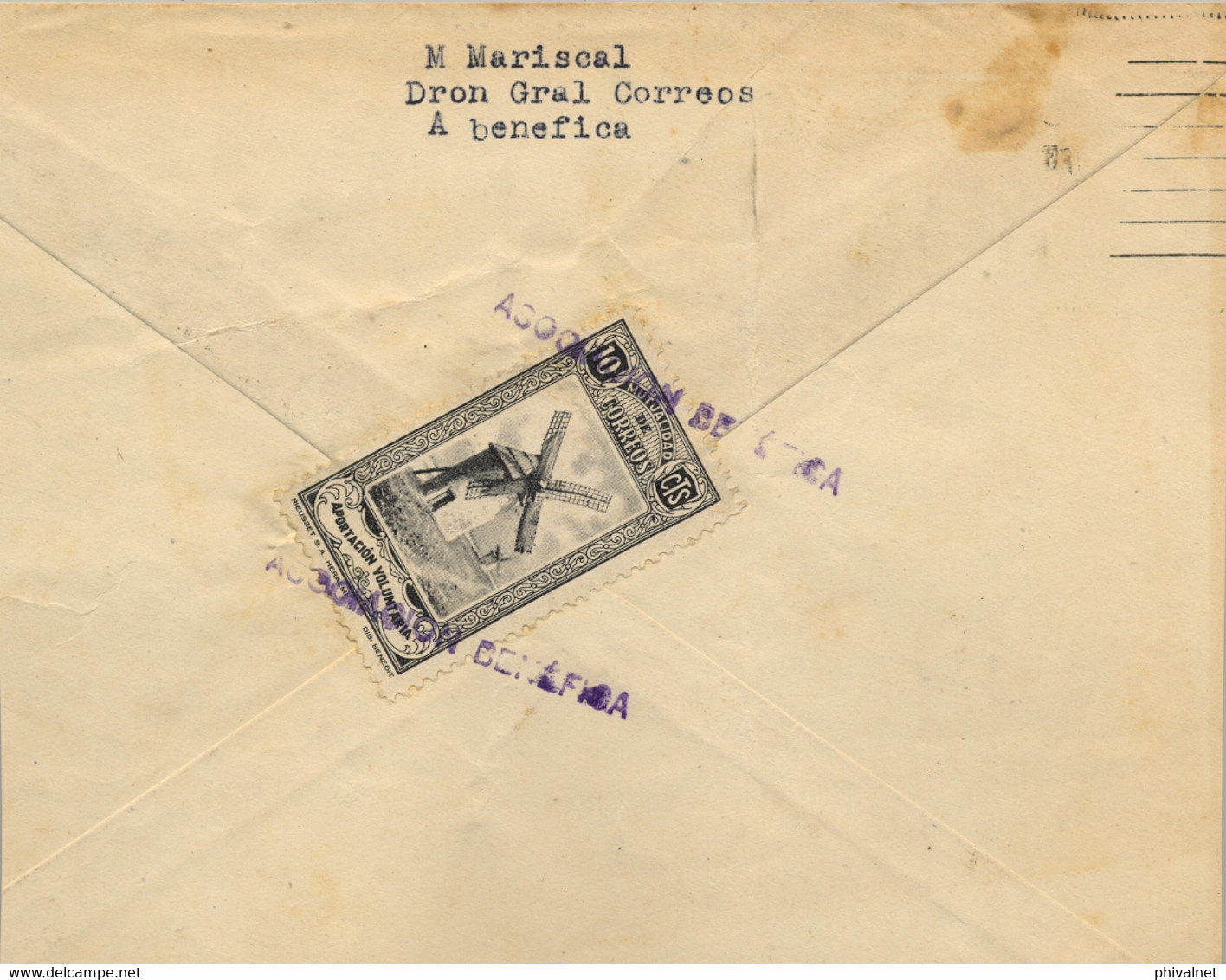 1949 MADRID / CENTRAL   , SOBRE  CIRCULADO CON FRANQUICIA DE LA ASOCIACIÓN BENÉFICA DE CORREOS / ALMACÉN - Briefe U. Dokumente