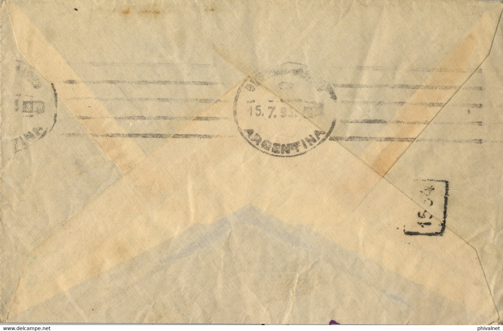 1933 PONTEVEDRA , SOBRE CIRCULADO ENTRE BANDEIRA Y BUENOS AIRES , LLEGADA AL DORSO - Lettres & Documents