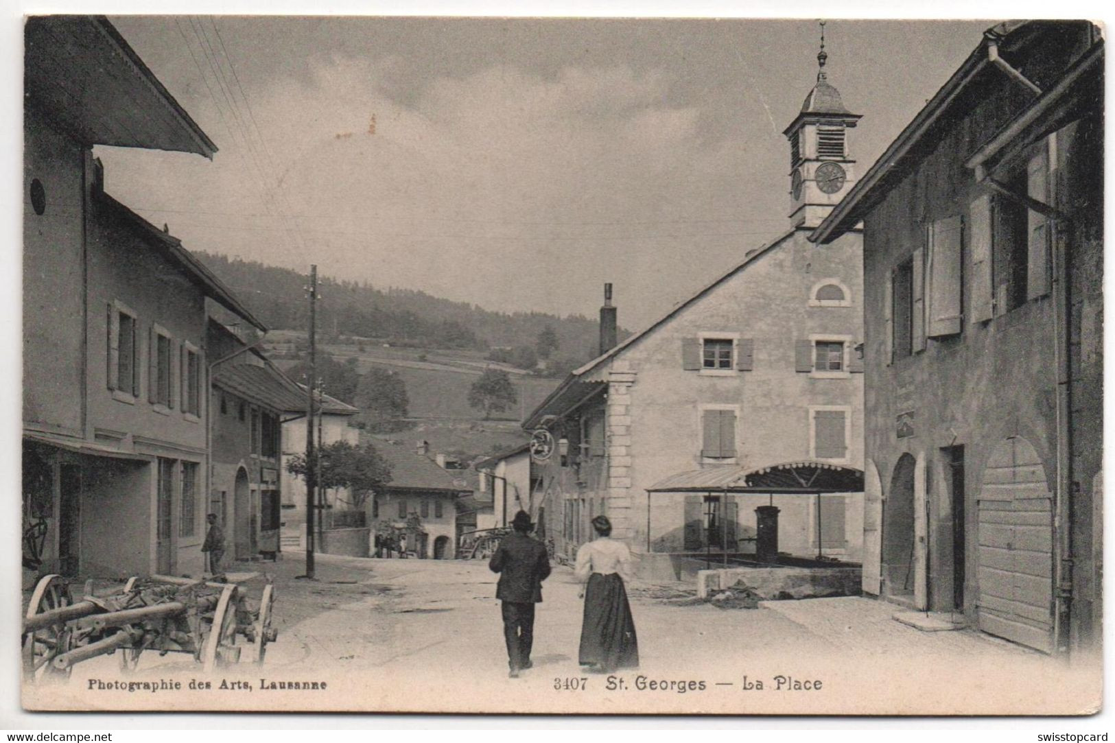 ST. GEORGES La Place Animée Gel. 1907 V. Longirod - Longirod