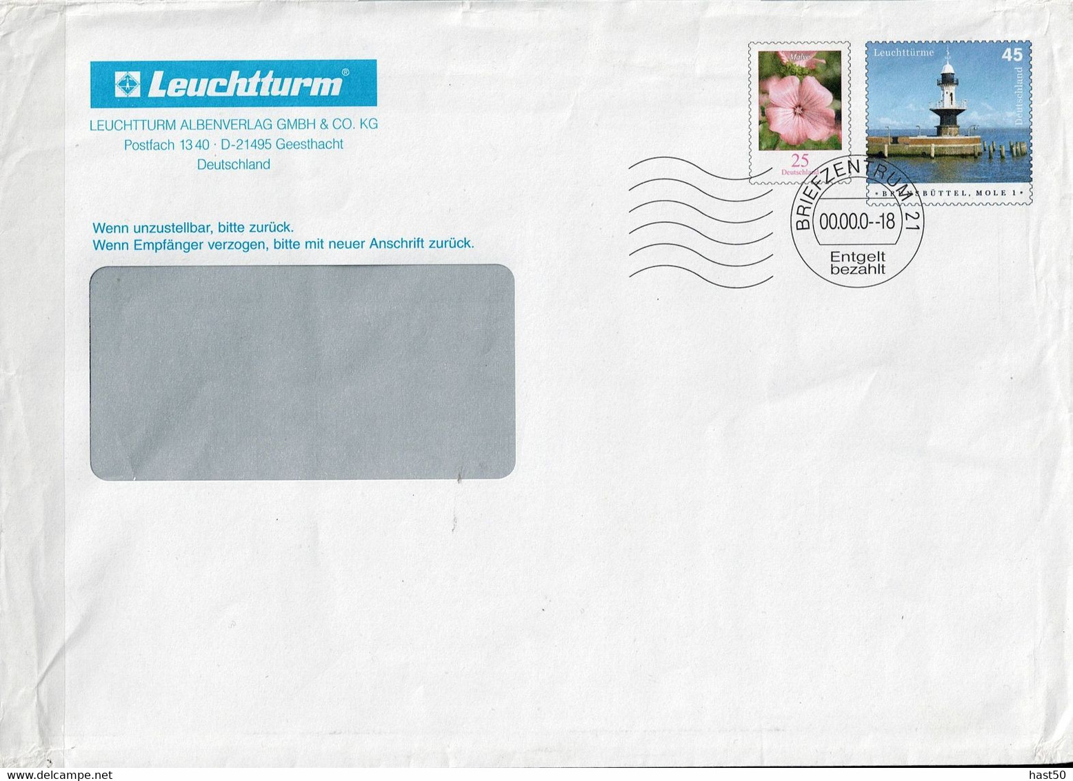 Deutschland Germany Allemagne - Privatumschlag Leuchtturm Malve/Brunsbüttel 2000 - Gebraucht - Privé Briefomslagen - Gebruikt