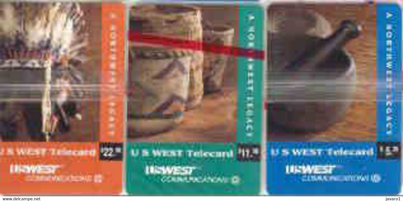 USWEST : UW003/5 $5.25/$11/$22 Ed. 1 Series 3,4,5 Of 5 (3 Cards) MINT - [2] Chip Cards