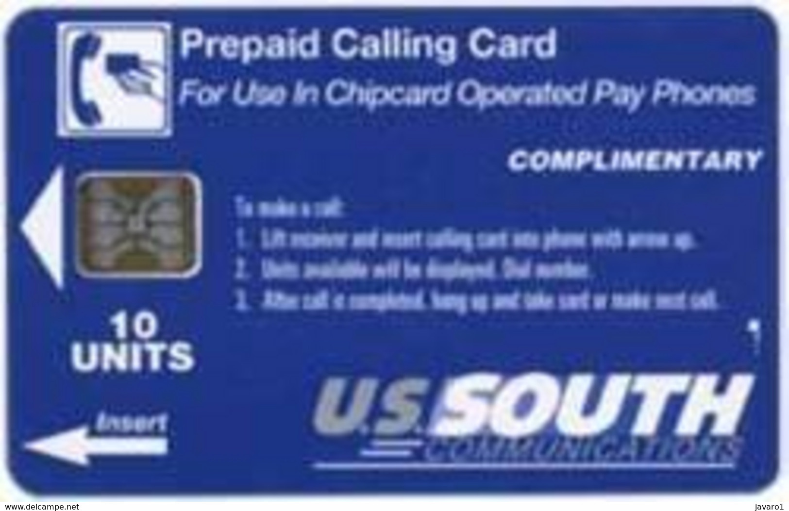 USSOUTH : USC1 10u Complimentary Blue SI5 ISO MINT - [2] Chip Cards