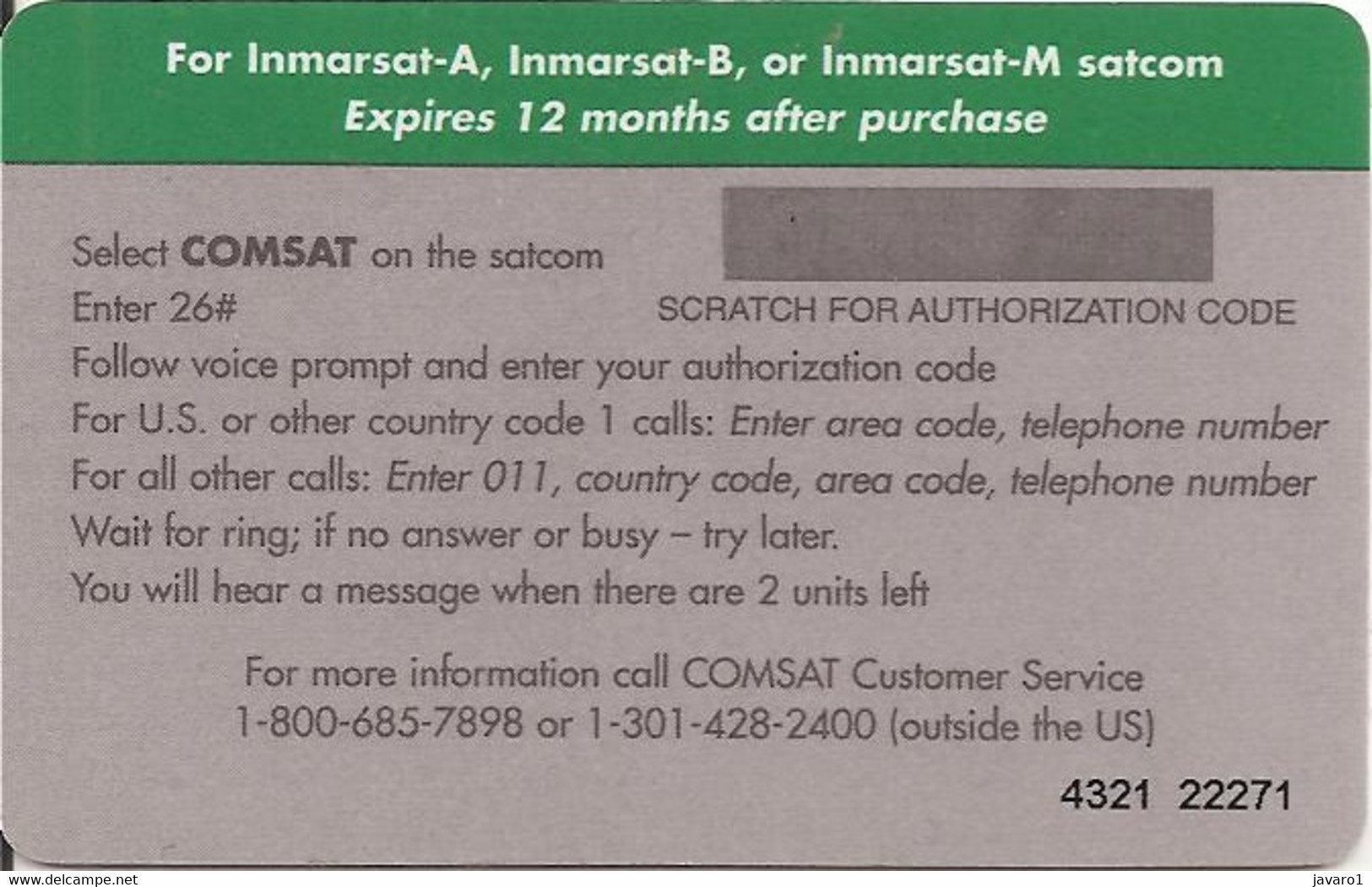COMSAT : COMR1 5u Prepaid COMSAT USED - Schede A Pulce