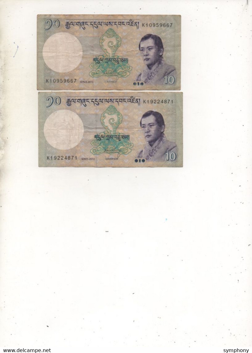BOUTHAN - 2 Billets -  10 -  Ten Ngultrum - Royal Monetary Authority Of Buthan - Séries 2013 - - Bhutan