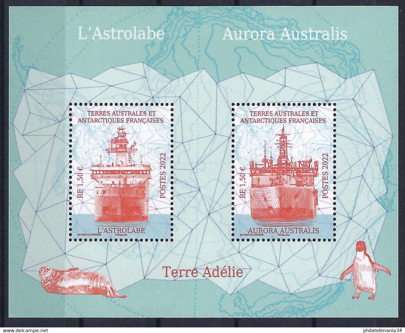 TAAF 2022 - Astrolabe Et Aurora Australis - Hojas Bloque