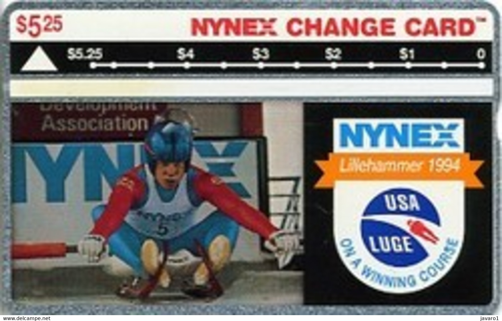 USA_ : D20 $5.25 USA Luge Lillehammer '94 MINT (x) - [3] Magnetic Cards