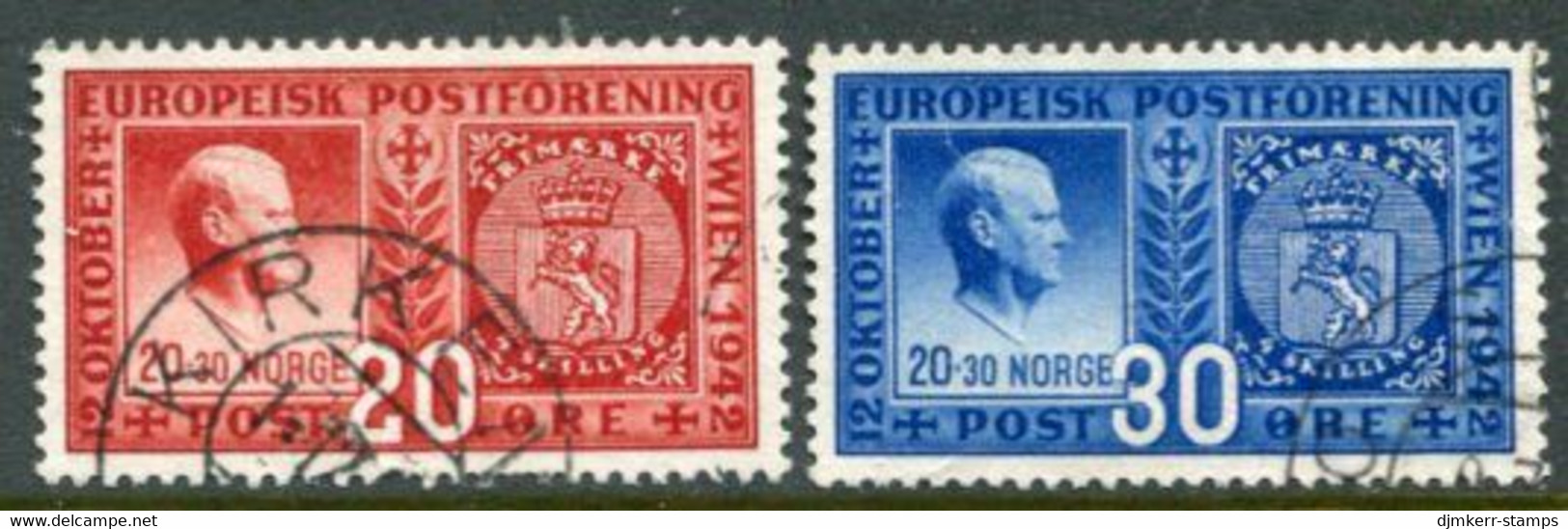 NORWAY 1942 European Postal Union Used.  Michel 274-75 - Usati