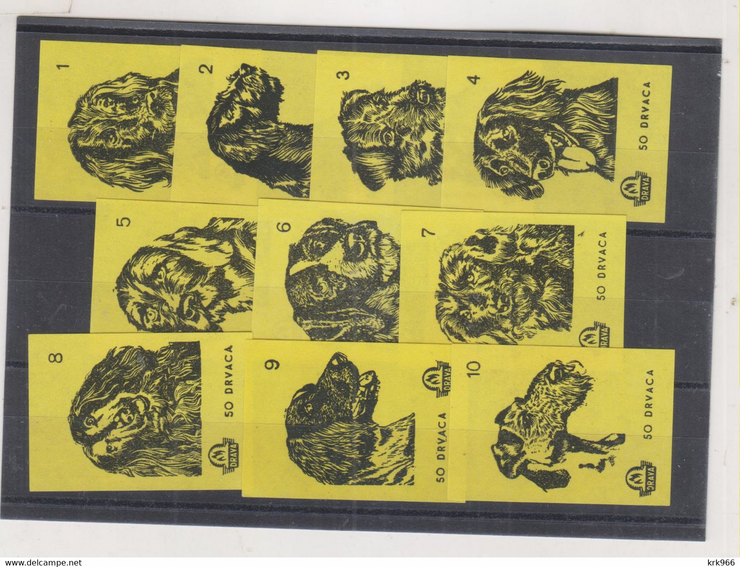 YUGOSLAVIA  Vintage Matchbox Labels Nice Set Fauna Dog - Zündholzschachteletiketten