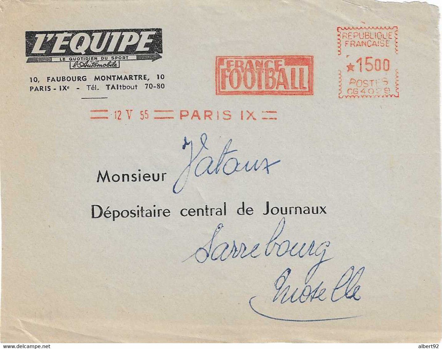 1955 EMA Journal "France Football " L'Equipe" (n° CB 4028) - Otros & Sin Clasificación