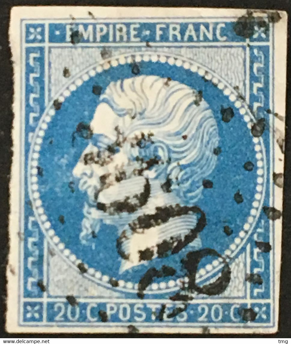 YT 14A LGC 3608 St-Gaudens Haute-Garonne (30) Indice 3 20c 1853-60 Napoléon III France – Pgrec - 1853-1860 Napoleon III