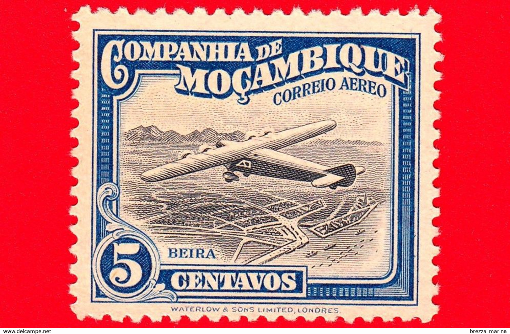 Nuovo - MNH - MOZAMBICO Società - 1935 - Inaugurazione Rotta Di Volo Beira-Salisbury - Aereo Sopra Beira - 5 Mnh - Mozambique