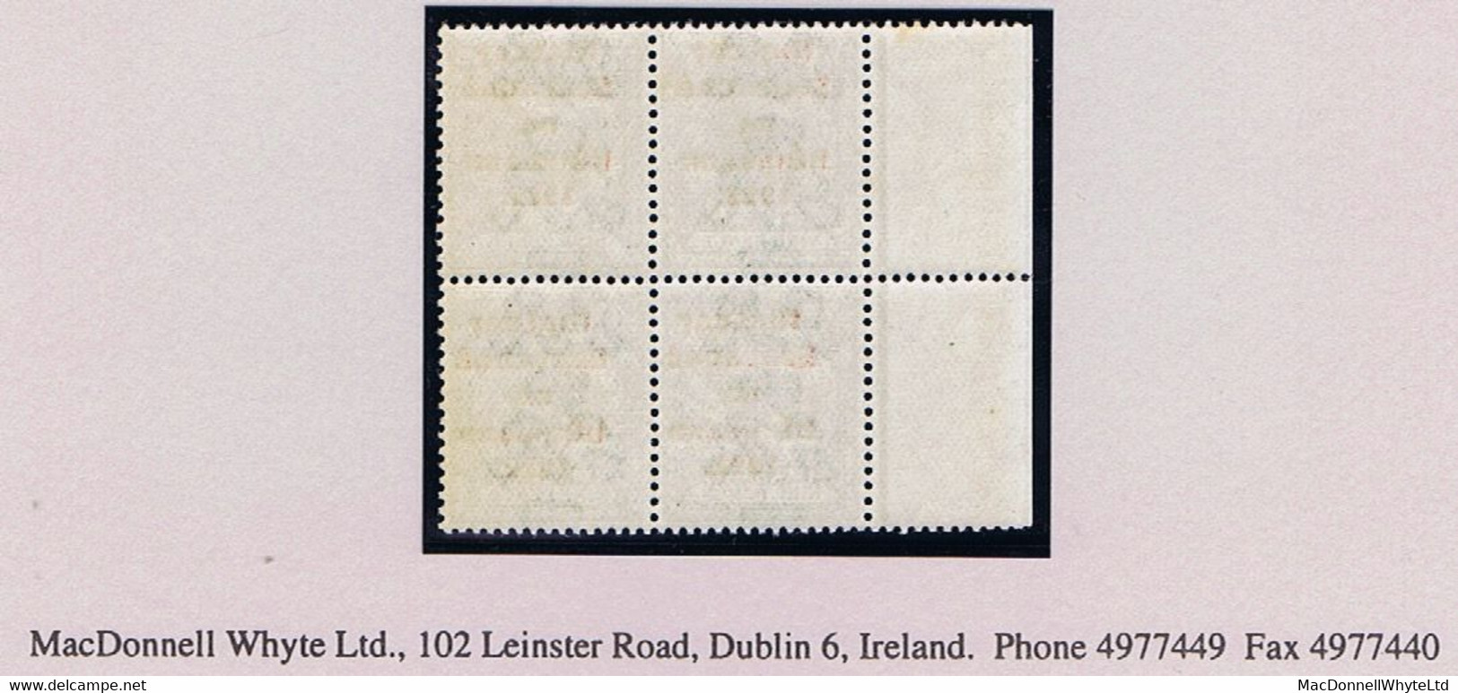 Ireland 1922 Thom Rialtas 5-line Ovpt In Red On 9d Olive-green Block Of Four Brilliantly Fresh Mint Unmounted - Ungebraucht