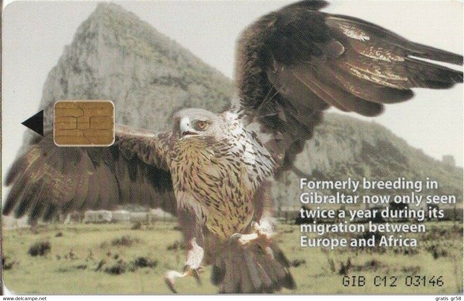 Gibraltar - GIB-C-12, Bonelli's Eagle, 2001, 5000ex, VF Used` - Gibraltar