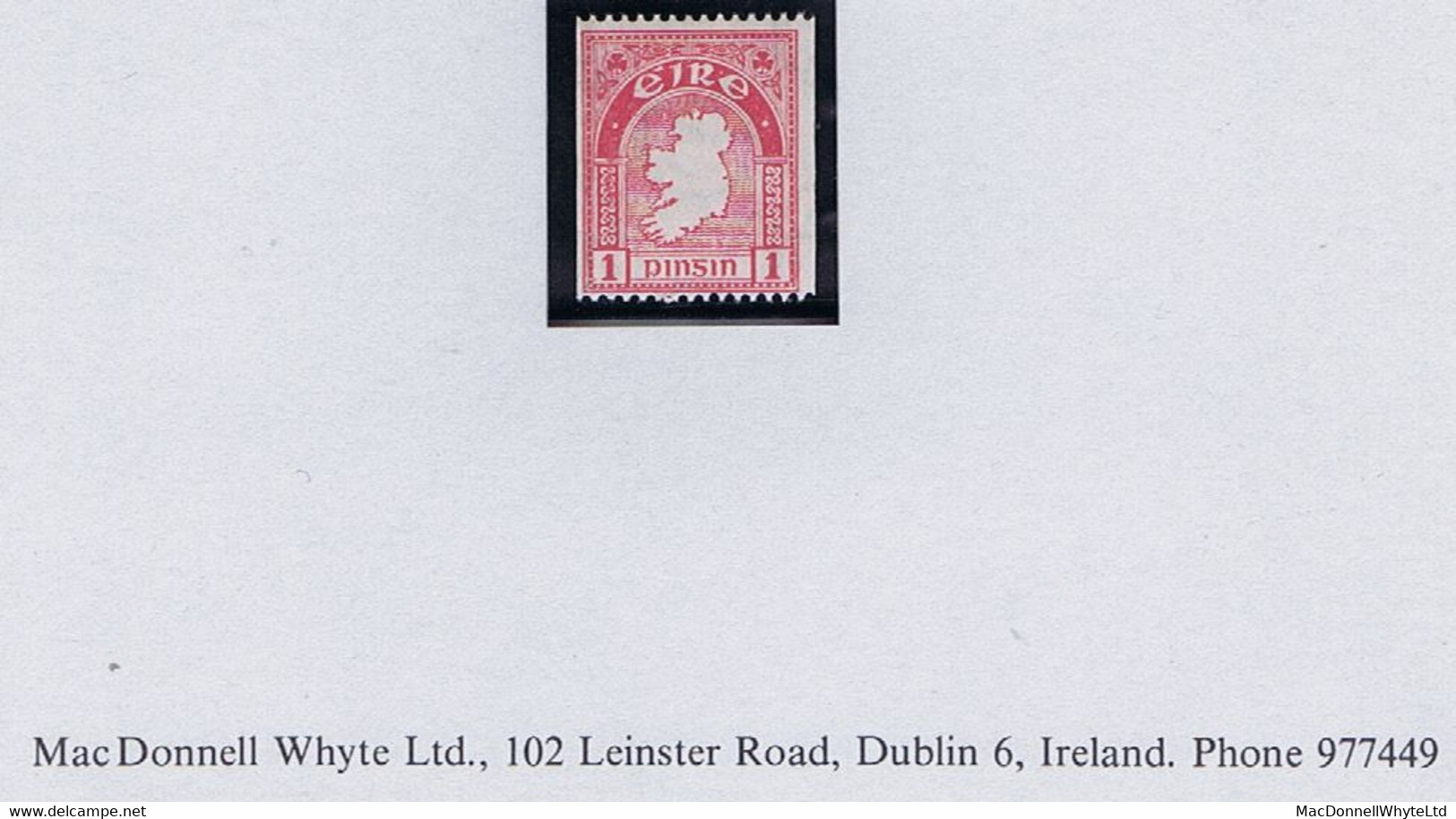 Ireland 1934 Watermark SE 1d Perf 15 X Imperf Experimental Coil, Fresh Mint Unmounted Never Hinged - Neufs
