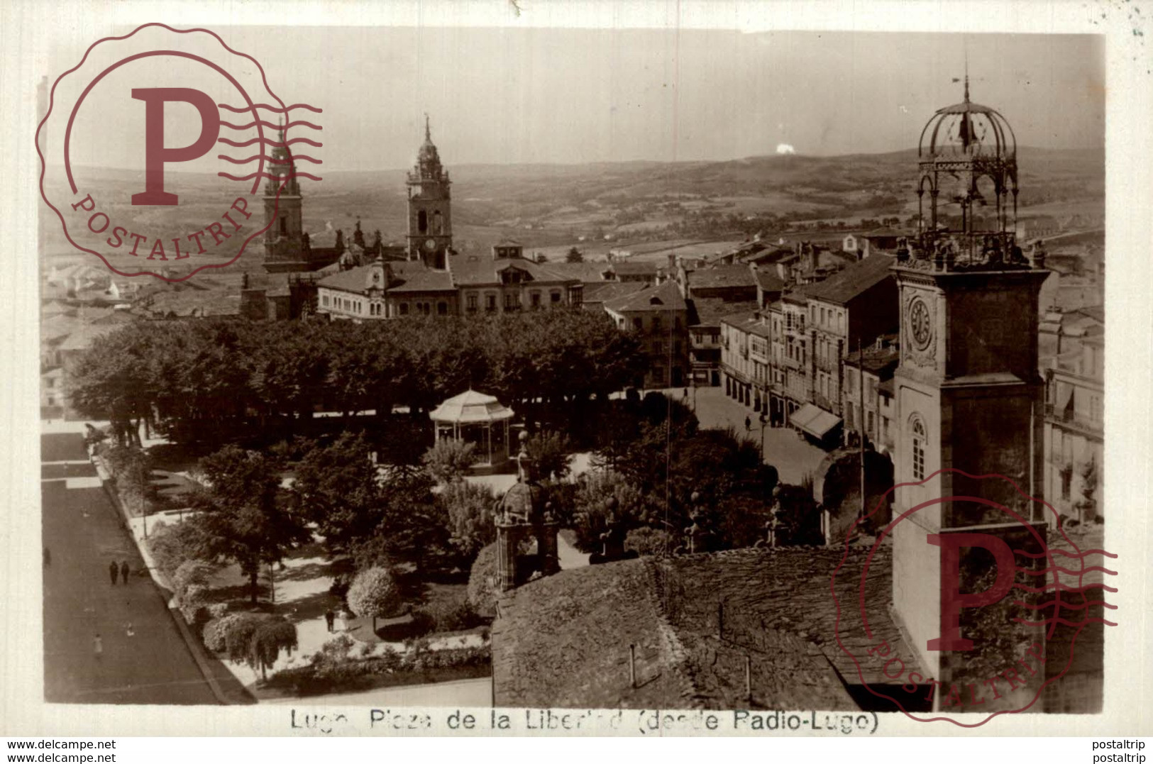 ¡¡POSTAL RARA!! LUGO. PLAZA DE LA LIBERTAD DESDE RADIO-LUGO - FOTOGRAFICA - Lugo