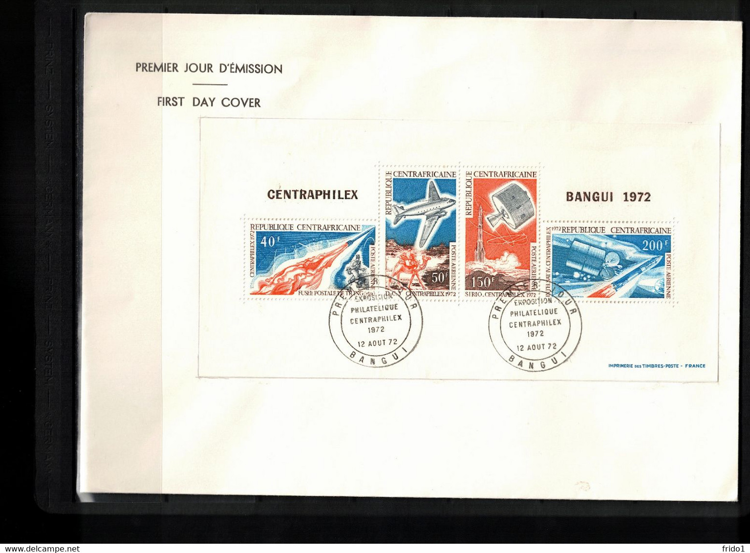 Central African Republic 1972 Space / Raumfahrt Rockets + Satellites - Centraphilex Block FDC - Africa