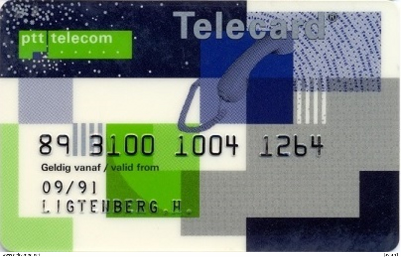 NETHERLAND : NED05 PTT TELECOM TELECARD (reverse 2) USED Exp: 09/91 - A Identificar