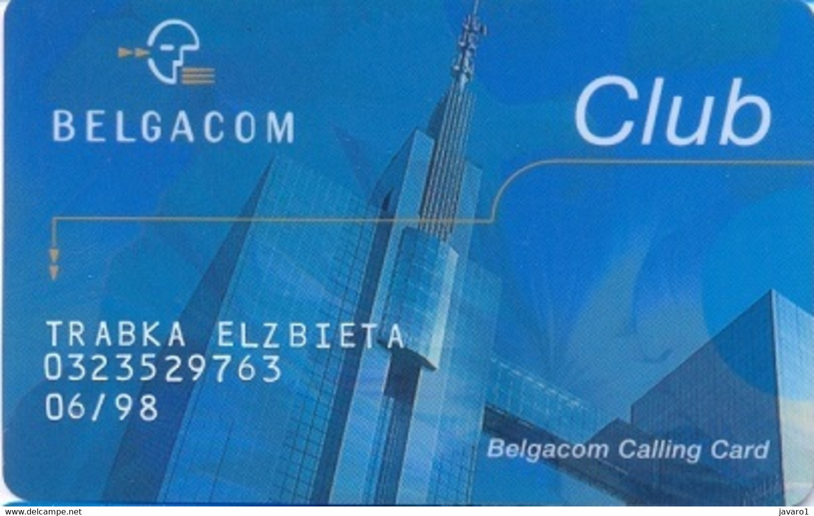 BELGIUM : BEL03 BELGIUM : Belgacom Club Card USED Exp: 06/98 - Te Identificeren