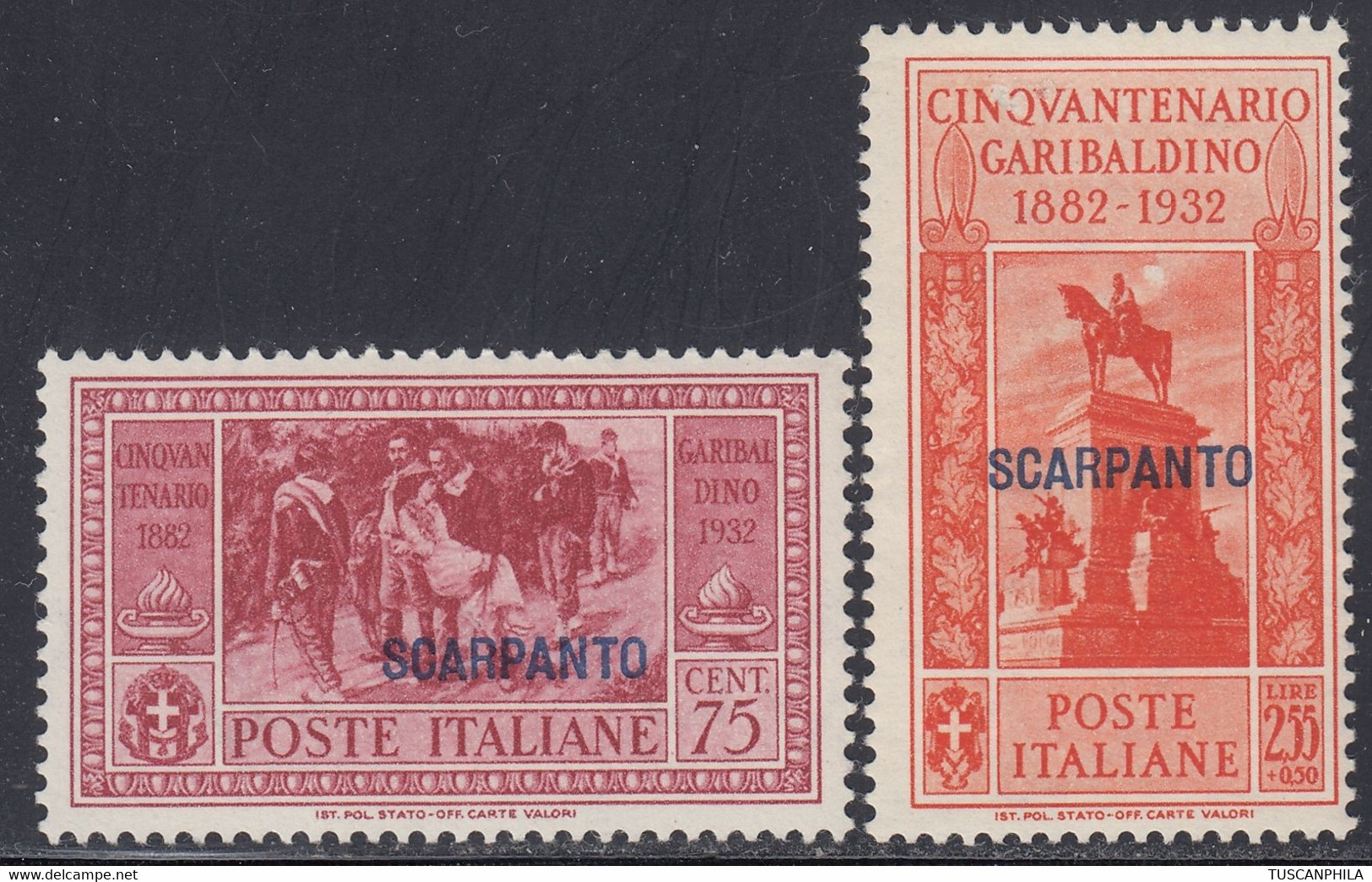 1932 2 Valori Sass. 22-25 MH* Cv 84 - Egée (Scarpanto)