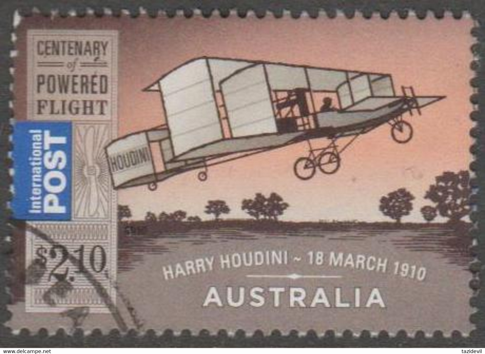 AUSTRALIA - USED 2010 $2.10 Centenary Of Powered Flight, International - Harry Houdini - Aircraft - Used Stamps