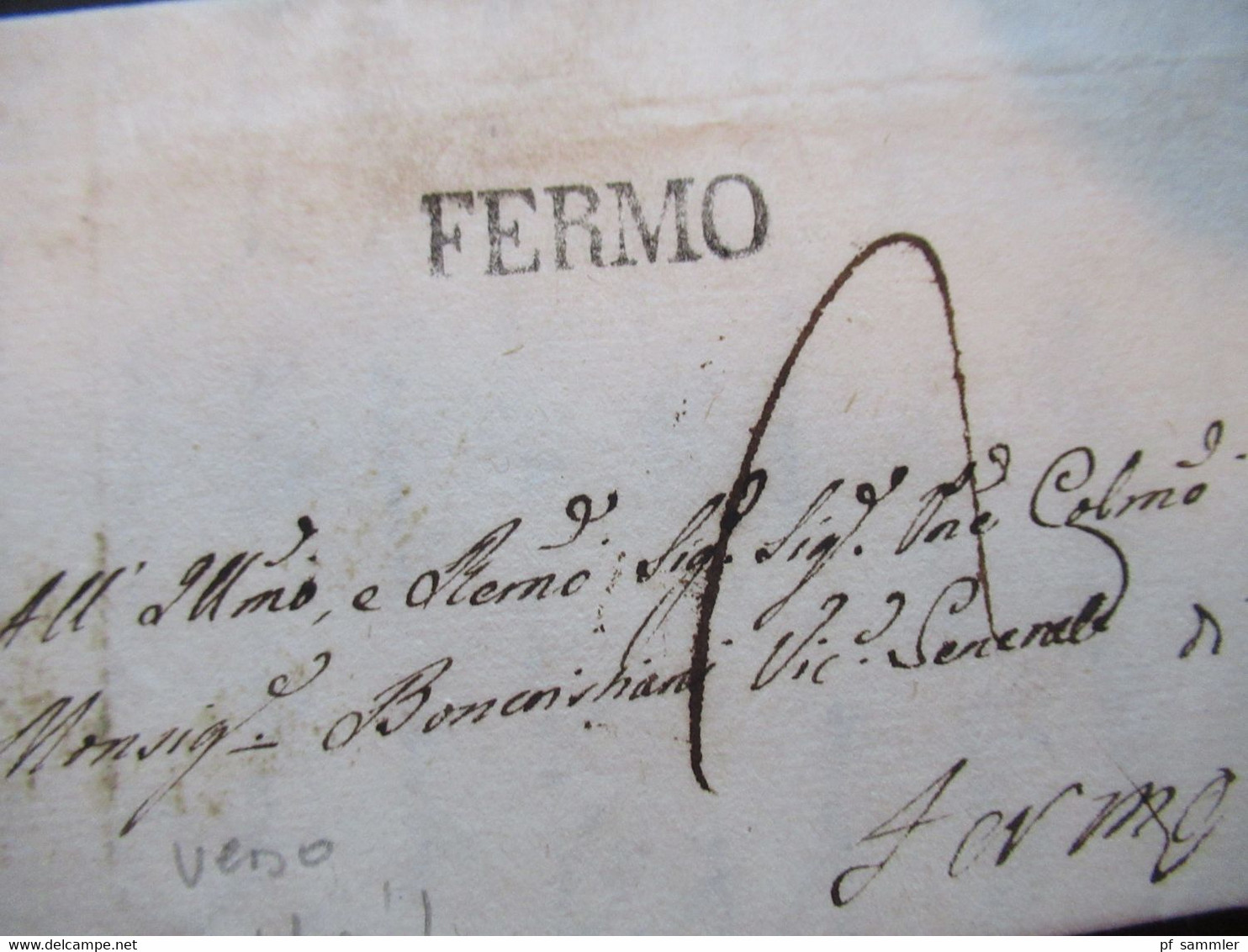 Italien Vorphila 1824 Stempel L2 Fermo Und Rückseitig Postablage Ra1 Svittoria Faltbrief Mit Inhalt - ...-1850 Préphilatélie