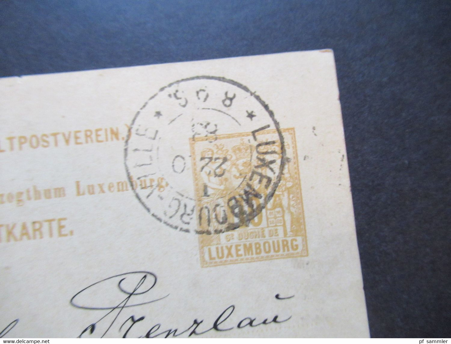 Luxemburg 1883 Ganzsache Weltpostverein Stempel K2 Luxembourg Ville Nach Hamburg Stp. Hamburg 6 Zollverein - Enteros Postales