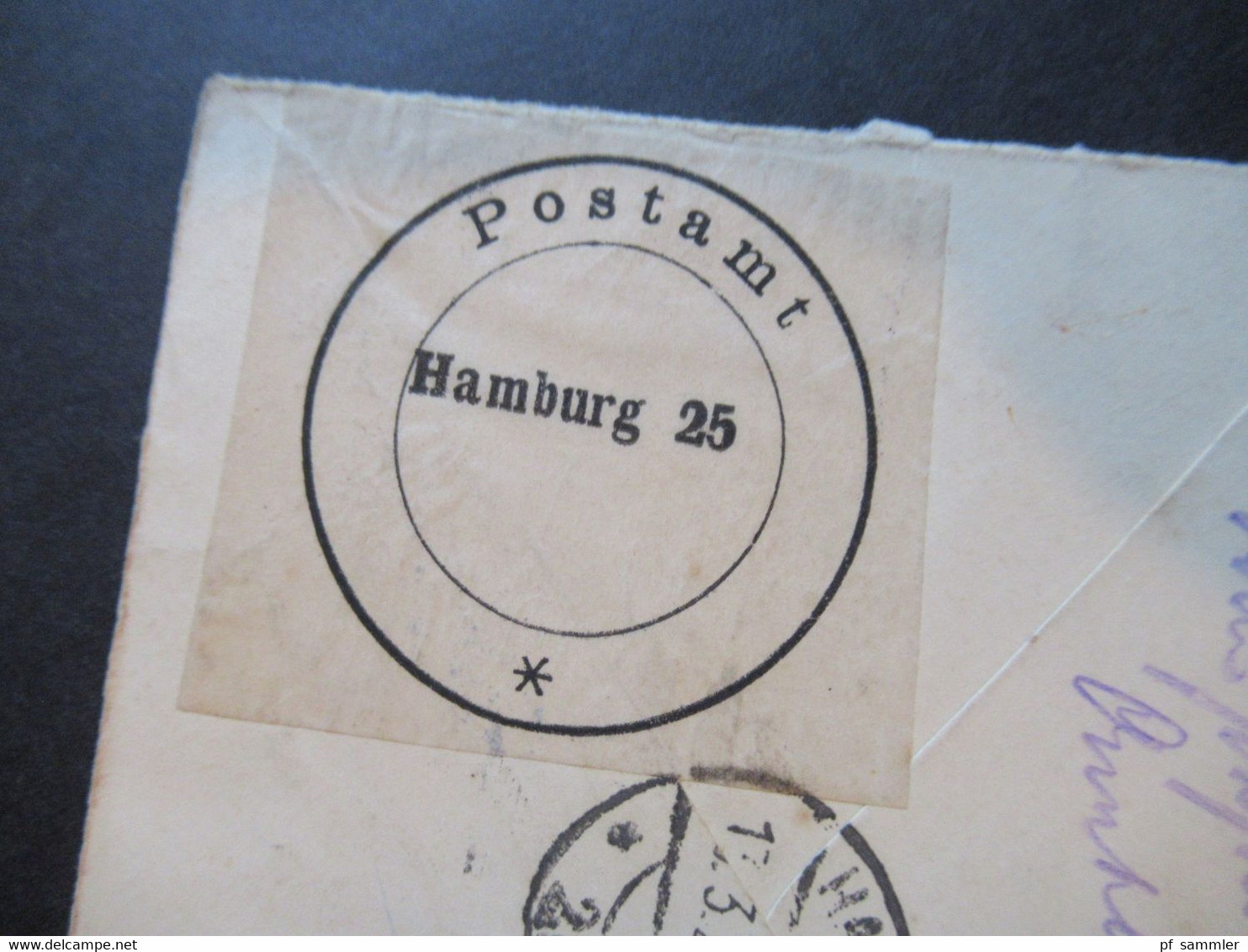 GB 1924 GA Umschlag Mit Zusatzfrankatur Rücks. Verschluss Zettel Postamt Hamburg 25 Und Handschriftlicher Vermerk! - Lettres & Documents